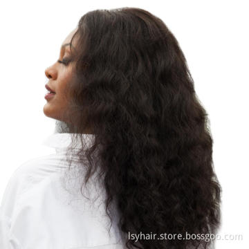 Real Hand Made Human Hair Lace Wigs, Long Natural Wave Half Hand Tied Indian Virgin Human Hair Lace Front Wigs